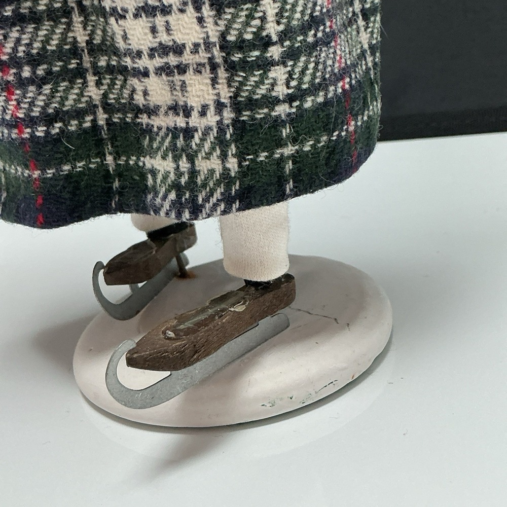Byers Choice 1993 Limited Edition 53/100 Ice Skater Woman Plaid White Base RARE - Picture 11 of 11